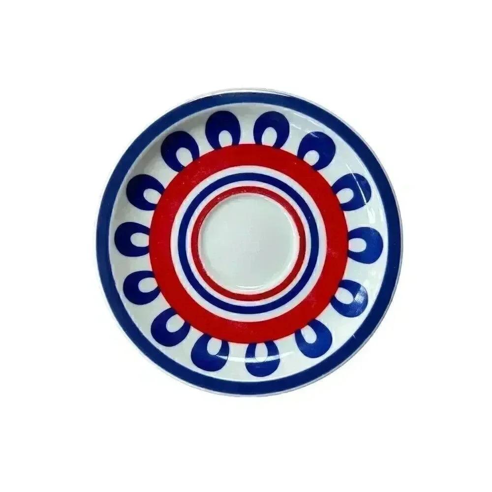Vintage Vista Alegre Hearthstone Block Saucer Red & Blue Ceramic Portugal